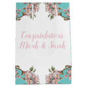 さくらんぼの花のベビーシャワー ミディアムペーパーバッグ (裏面)