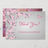 さくらんぼの花のベビーシャワー |写真サンキューカード サンキューカード (正面/裏面)