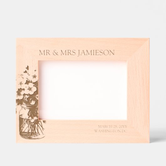 さくらんぼの花のミセス結婚の写真 レーザー彫刻フレーム (正面)