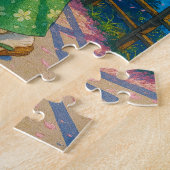 さくらんぼの花の下を散歩日本の- Kimono ジグソーパズル (側面)