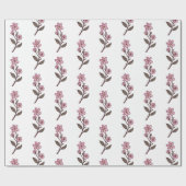 さくらんぼの花の包み紙 – 白いパターン ラッピングペーパー (フラット)