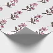 さくらんぼの花の包み紙 – 白いパターン ラッピングペーパー (角)