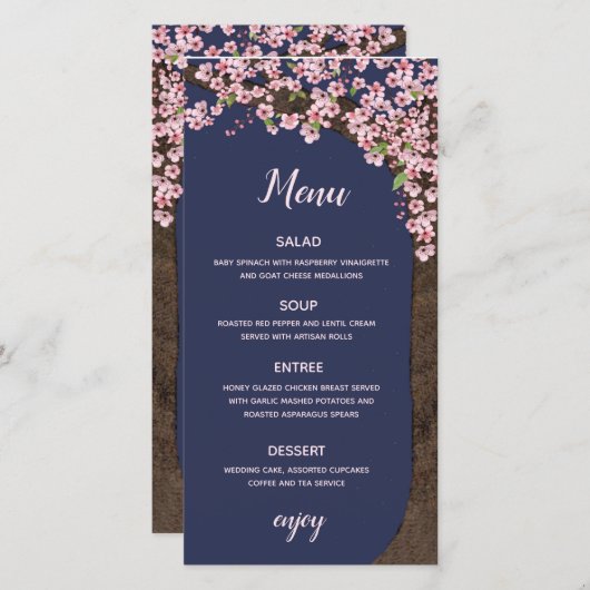 さくらんぼの花の夜のメニューまたはプログラムカード 案内状 (正面/裏面)