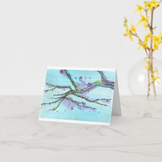 さくらんぼの花の折り畳みグリーティングカード カード (黄色い花)