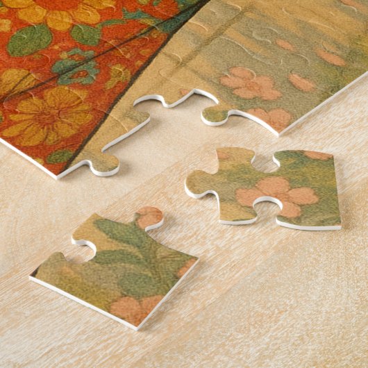 さくらんぼの花の散策日本の – 着物の女の子 ジグソーパズル (側面)