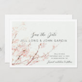 さくらんぼの花の日付を保存 招待状 (正面/裏面)