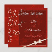 さくらんぼの花の日付を保存：：赤 セーブザデート (正面/裏面)