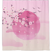 さくらんぼの花の日本の風景 シャワーカーテン (正面)