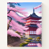 さくらんぼの花の木と寺 |名前の追加 ノートブック (裏面)