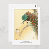 さくらんぼの花の木にクジャク – Ohara Koson + ポストカード (正面/裏面)