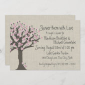 さくらんぼの花の木のカップルのシャワー 招待状 (正面/裏面)