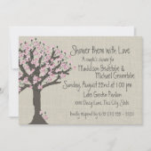 さくらんぼの花の木のカップルのシャワー 招待状 (正面)