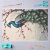 さくらんぼの花の木の切り離し孔雀 薄葉紙 (クラフト)