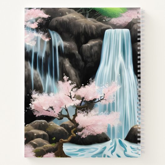 さくらんぼの花の木の横日本の景 ノートブック (裏面)