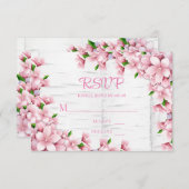 さくらんぼの花の木の結婚樹皮 出欠カード (正面/裏面)