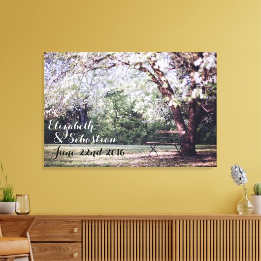 さくらんぼの花の木の花嫁と花婿パーソナライズされた キャンバスプリント (インサイチュ (リビング))