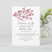 さくらんぼの花の木の赤面お祝いの生活 招待状 (スタンド正面)