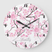 さくらんぼの花の木日本の春時計2 ラージ壁時計 (正面)