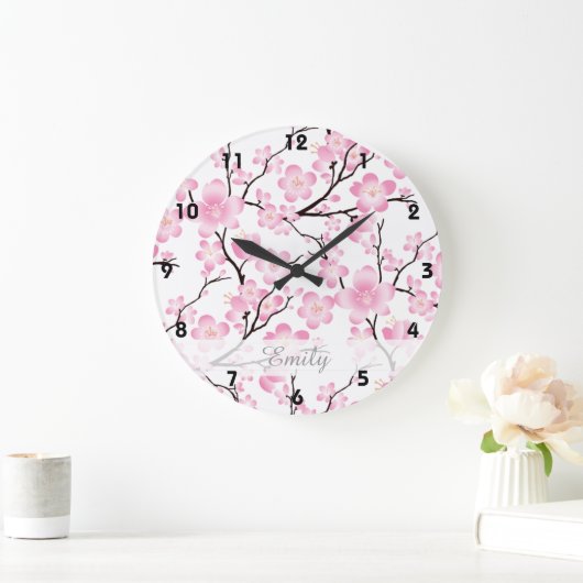さくらんぼの花の木日本の春時計2 ラージ壁時計 (ホーム)