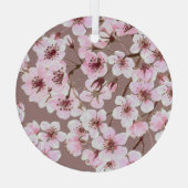さくらんぼの花の枝の水の色パターン ガラスオーナメント (裏面)