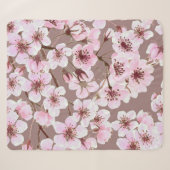 さくらんぼの花の枝の水の色パターン シェルパブランケット (正面(横))