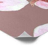 さくらんぼの花の枝の水の色パターン ポスター (角)