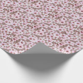 さくらんぼの花の枝の水の色パターン ラッピングペーパー (角)