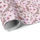 さくらんぼの花の枝の水の色パターン ラッピングペーパー (ロールコーナー)