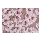 さくらんぼの花の枝の水の色パターン 枕カバー (裏面)