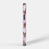 さくらんぼの花の枝の水の色パターン iPhoneケース (右側面)
