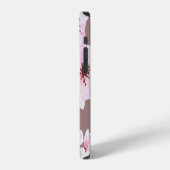 さくらんぼの花の枝の水の色パターン iPhoneケース (左側面)