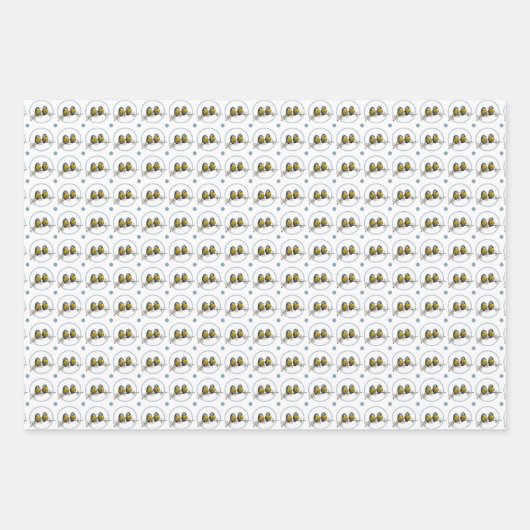 さくらんぼの花の枝の輪の上のロブバード ラッピングペーパーシート (正面)