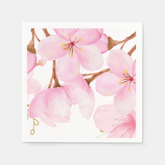 さくらんぼの花の模様 スタンダードカクテルナプキン (正面)