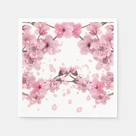 さくらんぼの花の模様 スタンダードカクテルナプキン (正面)