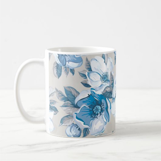 さくらんぼの花の水の色：シームレスなApple Tree Pat コーヒーマグカップ (左)