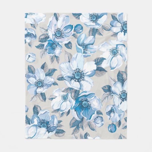 さくらんぼの花の水の色：シームレスなApple Tree Pat フリースブランケット (正面)
