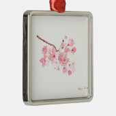 さくらんぼの花の水色ピンクの木の日本オリエンタル メタルオーナメント (右)