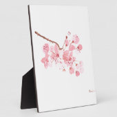 さくらんぼの花の水色ピンク桜 かわいらし フォトプラーク (側面)