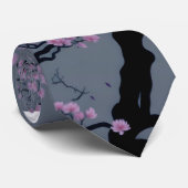 さくらんぼの花の灰色の背景 ネクタイ (ロール)