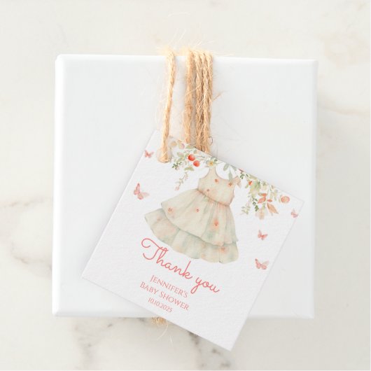 さくらんぼの花の物干し赤ちゃんシャワーありがとう フェイバータグ (インサイチュ)