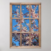 さくらんぼの花の窓からの景色 ポスター (正面)