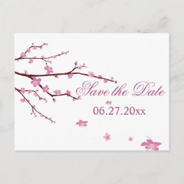 さくらんぼの花の結婚式の日付を保存 案内ポストカード