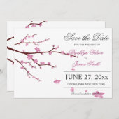 さくらんぼの花の結婚式の日付カードを保存 セーブザデート (正面/裏面)