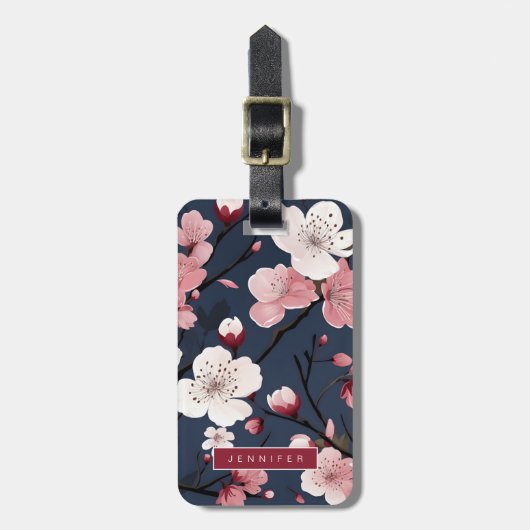 さくらんぼの花の荷物タグ ラゲッジタグ (正面縦)