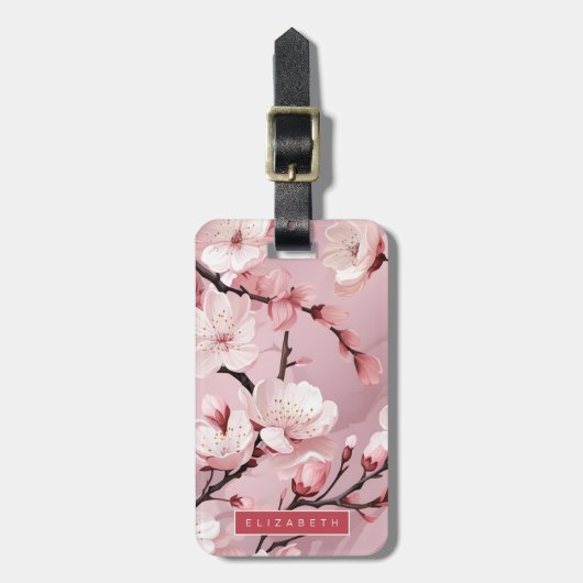 さくらんぼの花の荷物タグ ラゲッジタグ (正面縦)