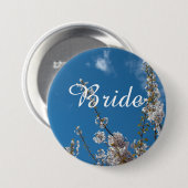 さくらんぼの花の青い空の花嫁結婚のボタン。 缶バッジ (正面&裏面)