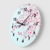 さくらんぼの花の風景 ラージ壁時計 (傾斜)