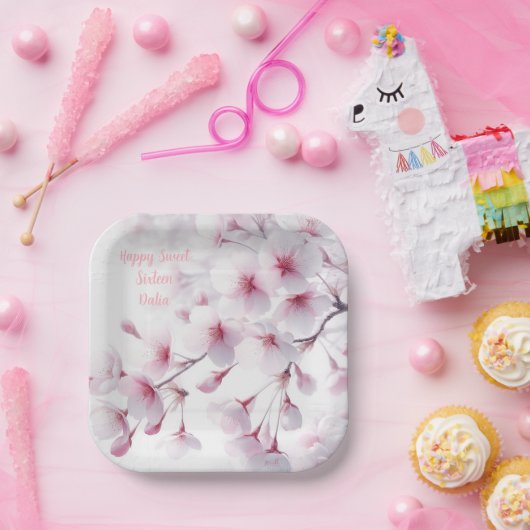 さくらんぼの花をテーマパーソナライズされた ペーパープレート (パーティー)