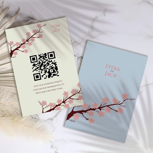 さくらんぼの花をテーマ結婚にした エンクロージャーカード