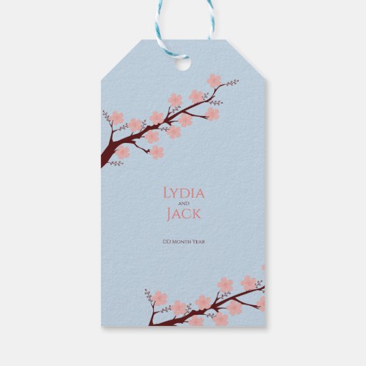 さくらんぼの花をテーマ結婚にした ギフトタグ (裏面)